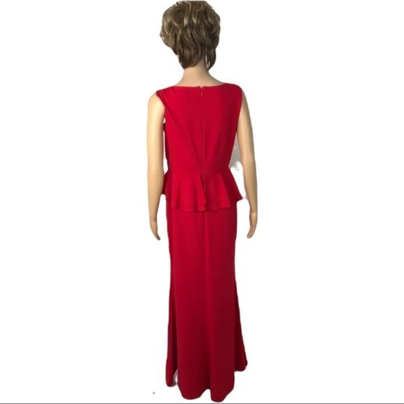 Karl Lagerfeld red gown with peplum and rosette - Picture 8 of 12